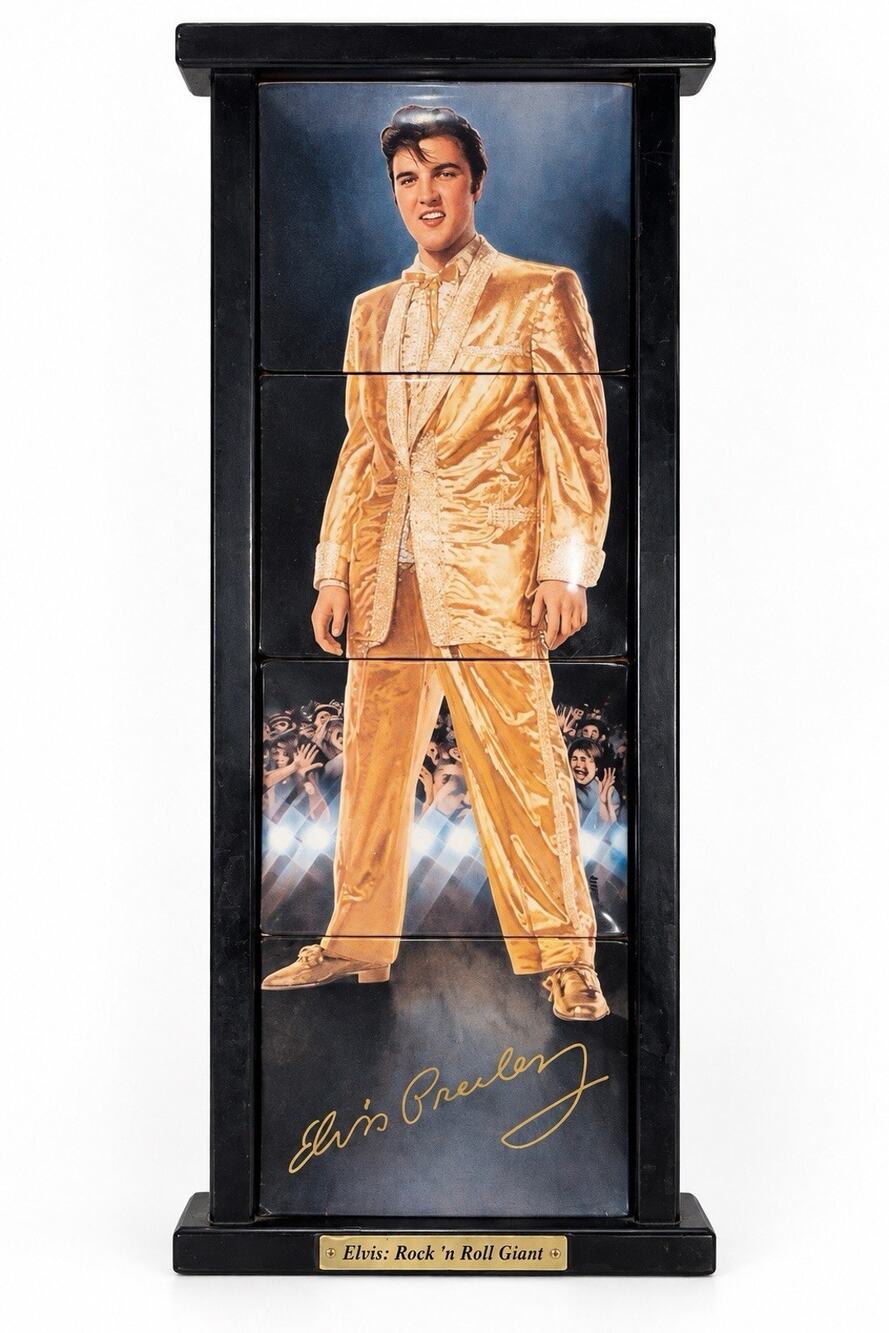 Bradford Exchange Elvis Rock ’n Roll Giant 4 Plate Wall Display Morgan Weistling